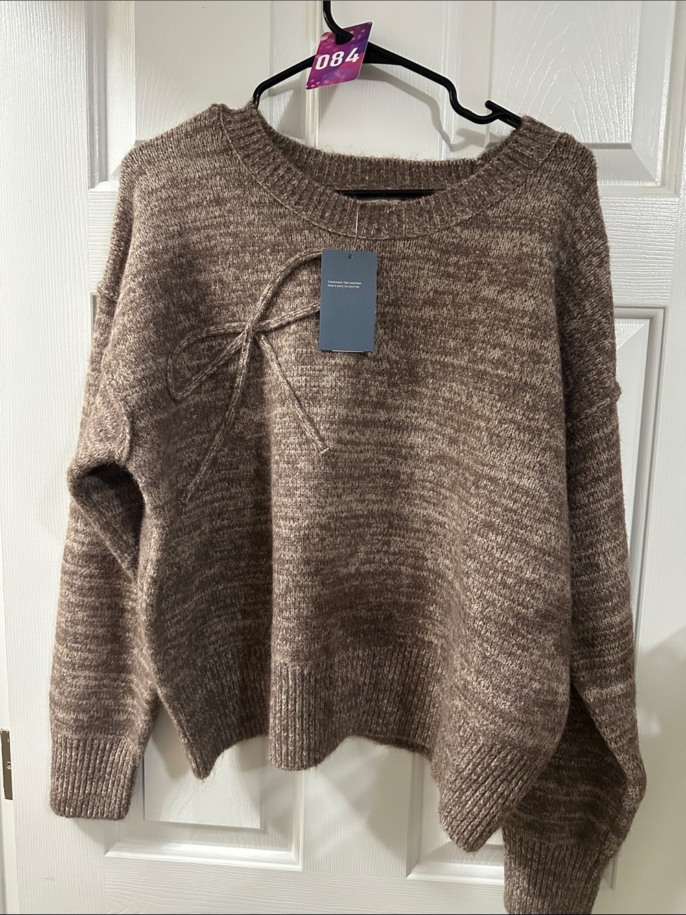 Universal Thread Marled Brown Crewneck Sweater with Neck Tie